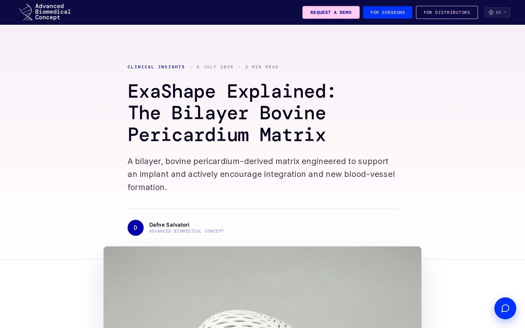 ABC Clinical Insights article ExaShape Explained, The Bilayer Bovine Pericardium Matrix