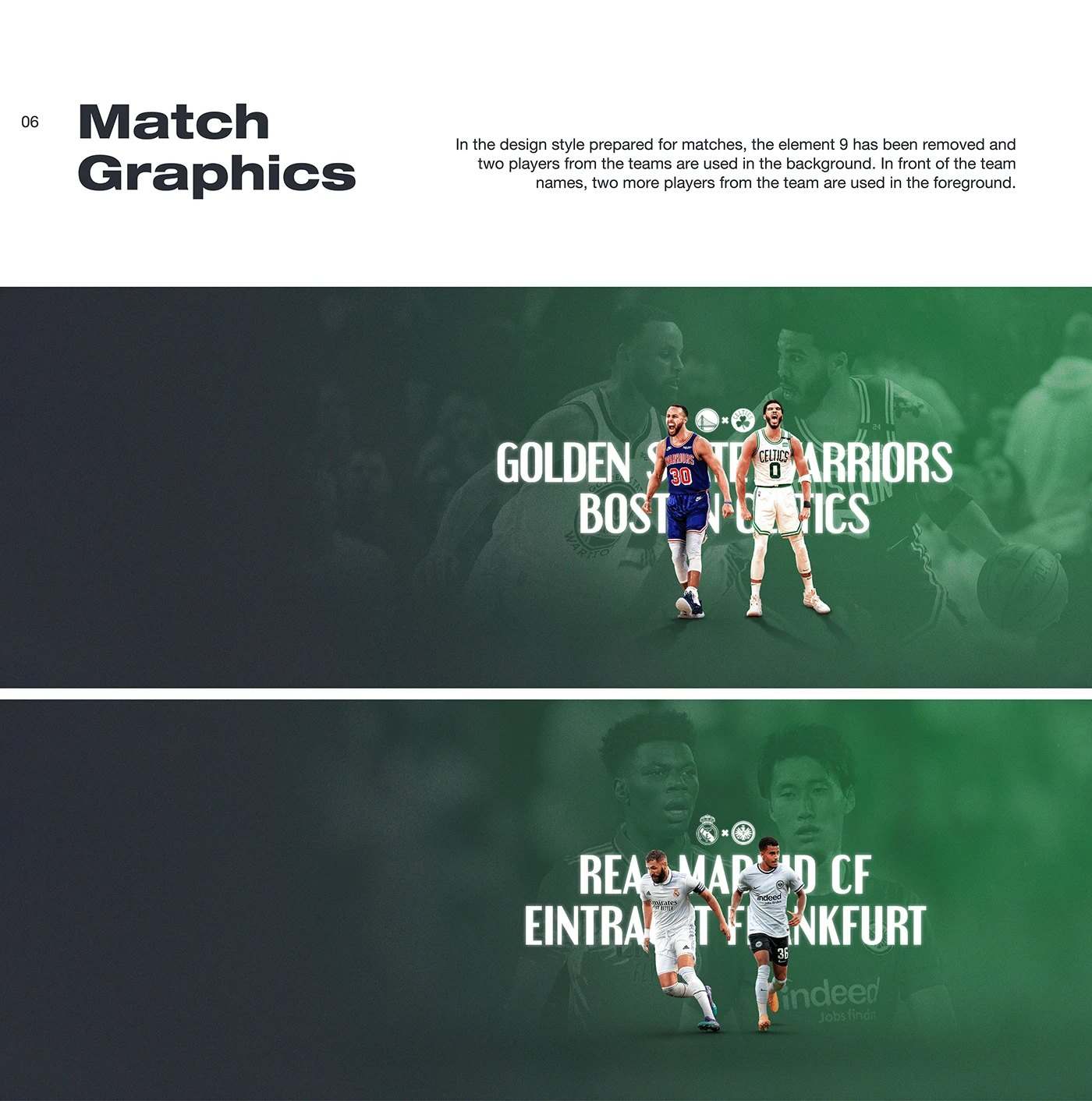 Match graphics with fixture cards for basketball and football using the new type and colours