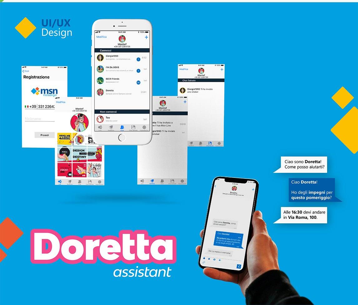 Spec MSN Messenger app with chatbot Doretta